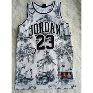 Jordan Tank Top Youth Large White Floral 23 Jersey Michael Jordan Basketball